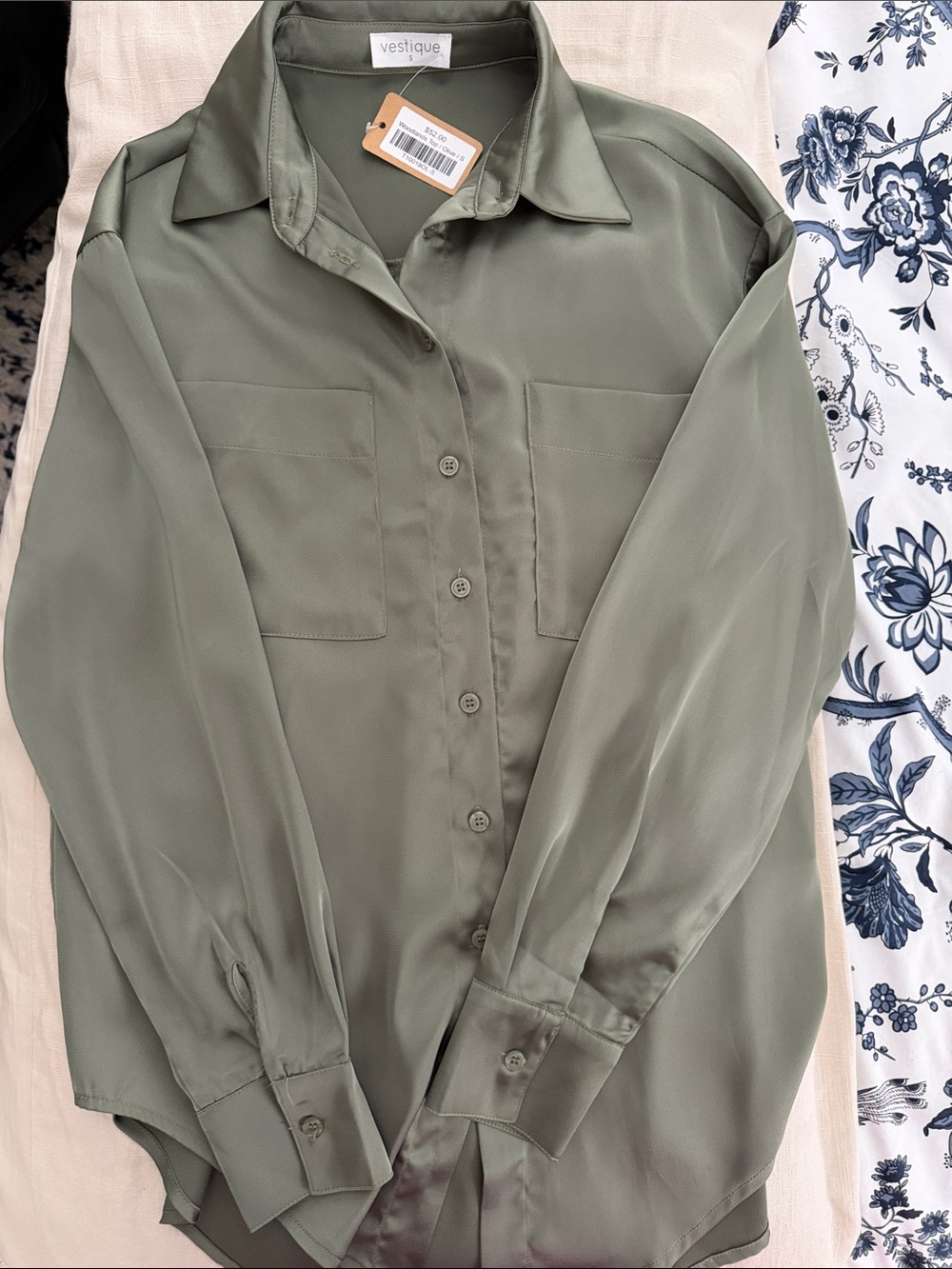 vestique Olive-Tone Button Front Blouse